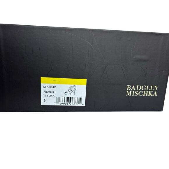 BADGLEY MISCHKA Shimmer Gold FISHER II Rhinestone Heeled Sandals Sz 9 - Picture 8 of 9